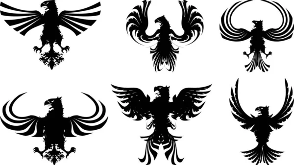 Eagle Emblem Crest Icon Sticker Pack Collection Vector Format — Stockový vektor