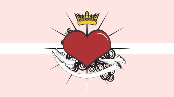 Rojo Corazón Tatuaje Valentines Fondo Formato Vectorial — Vector de stock