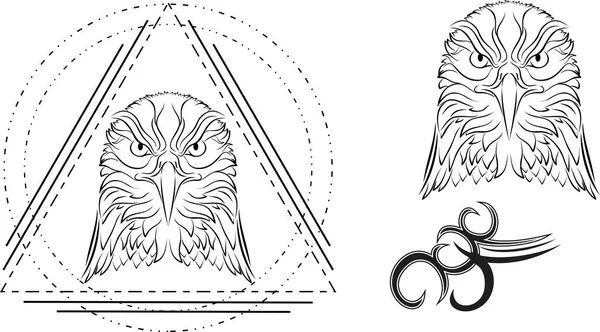 Eagle Head Tattoo Pack Illustration Vector Format — ストックベクタ