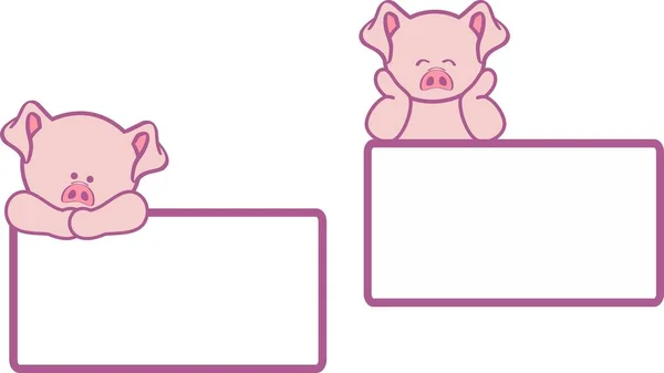 Cute Baby Piggy Cartoon Billboard Pack Vector Format — 图库矢量图片