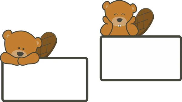 Cute Baby Beaver Cartoon Billboard Pack Vector Format — Image vectorielle
