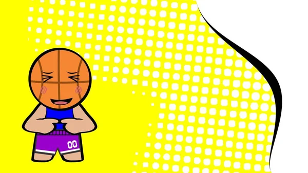 Kid Basketball Head Character Cartoon Illustration Background Vector Format — Stock Vector