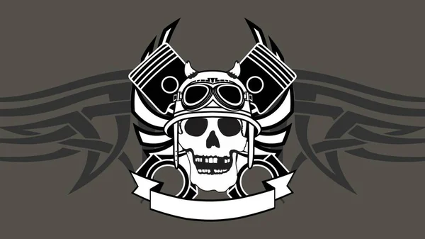 Biker Skull Tattoo Illustration Background Vector Format — Stock Vector