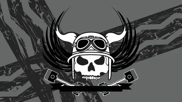Biker Skull Tattoo Illustration Background Vector Format — Stock vektor