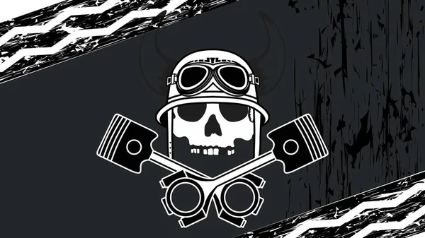Biker Skull Tattoo Illustration Background Vector Format — Vetor de Stock