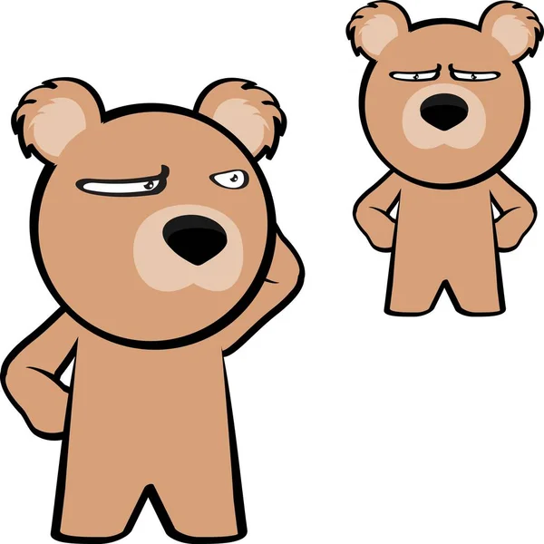 Teddy Bear Character Cartoon Kawaii Expressions Pack Vector Format — Archivo Imágenes Vectoriales