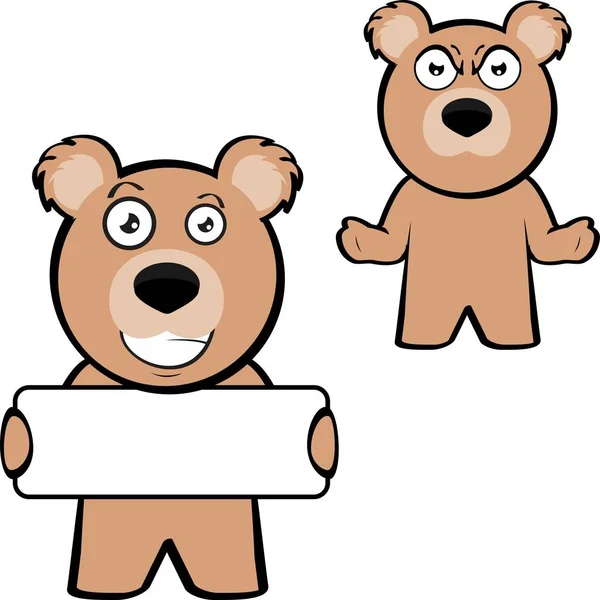 Teddy Bear Character Cartoon Kawaii Expressions Pack Vector Format — 图库矢量图片