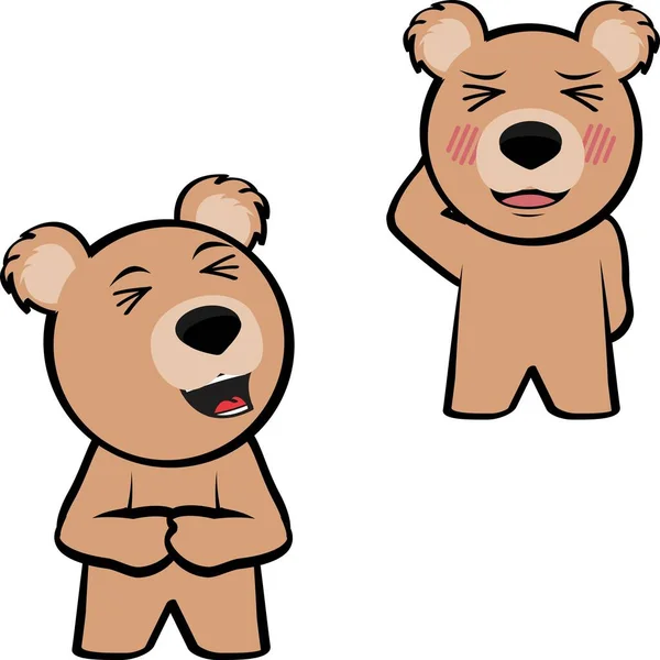 Тедди Медведь Персонаж Мультфильм Kawaii Выражения Пакет Векторном Формате — стоковый вектор