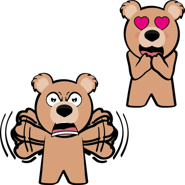 Teddy Bear Character Cartoon Kawaii Expressions Pack Vector Format — Stockvector