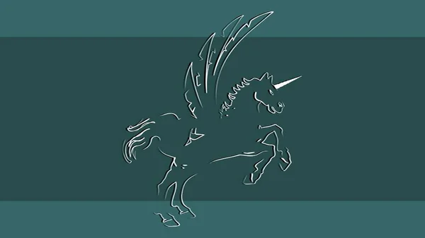 Unicorn Horse Silhouettes Lines Style Pack Illustartion Vector Format — Διανυσματικό Αρχείο