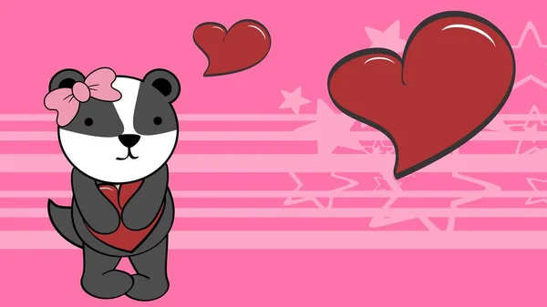 Badger Girl Cartoon Holding Valentines Heart Illustration Background Vector Format — Stock vektor