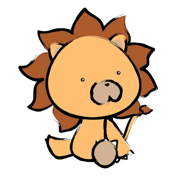 Baby Lion Cartoon Crayon Drawing Style Illustration Vector Format — Vector de stock