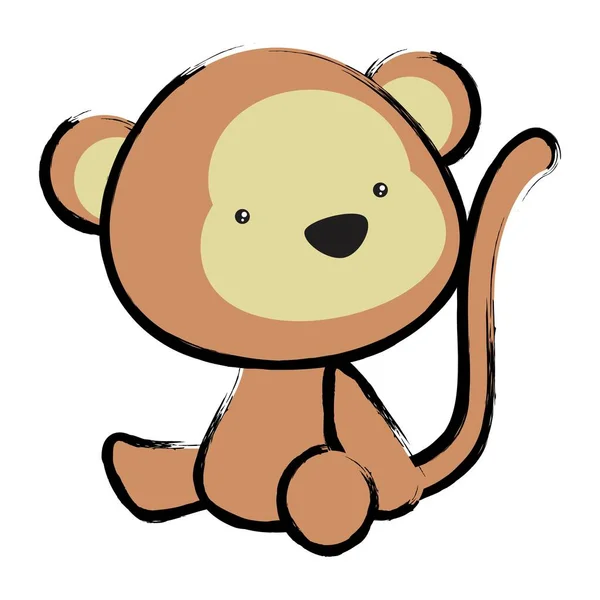 Baby Monkey Cartoon Crayon Drawing Style Illustration Vector Format — Vector de stock