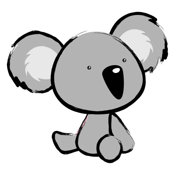 Baby Koala Cartoon Crayon Drawing Style Illustration Vector Format — Image vectorielle