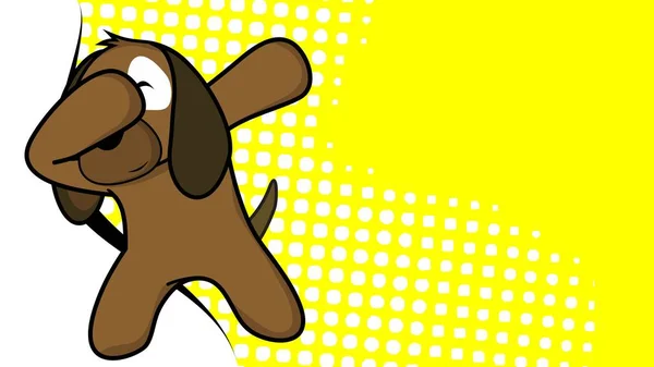 Dab Pose Dog Cartoon Vector Format — Stockvektor