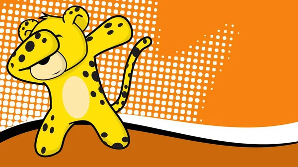 Dab Pose Leopard Cartoon Vector Format — Stockový vektor