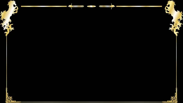 Elegantní Černá Luxusní Zlatý Kůň Rám Pozadí Vektorovém Formátu — Stockový vektor