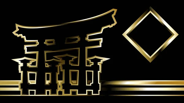 Luxury Golden Asian Black Background Illustartion Vector Format — Stock vektor
