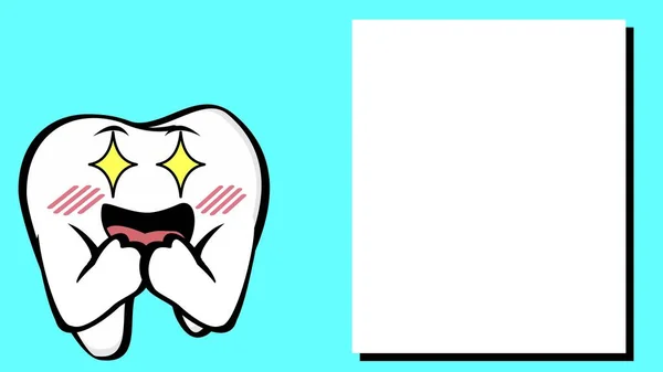 Molar Tooth Character Cartoon Background Illustration Vector Format Kawaii Expression —  Vetores de Stock