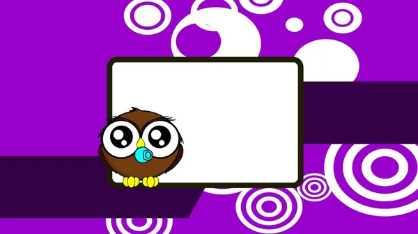 Happy Baby Owl Cartoon Background Illustration Vector Format — Stok Vektör