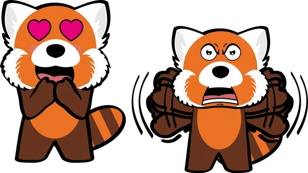 Red Panda Cartoon Expressions Set Pack Illustration Vector Format — 스톡 벡터