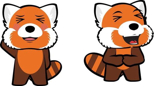 Red Panda Cartoon Expressions Set Pack Illustration Vector Format — 스톡 벡터