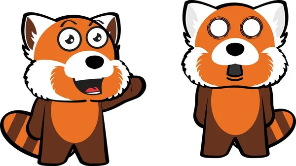 Red Panda Cartoon Expressions Set Pack Illustration Vector Format — стоковый вектор