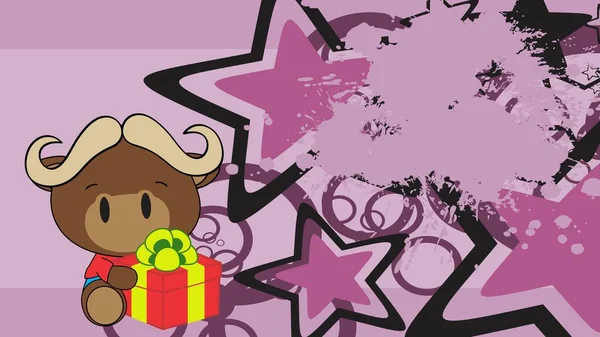 Baby Chibi Cartoon Background Holding Gift Box Vector Format — Stock vektor