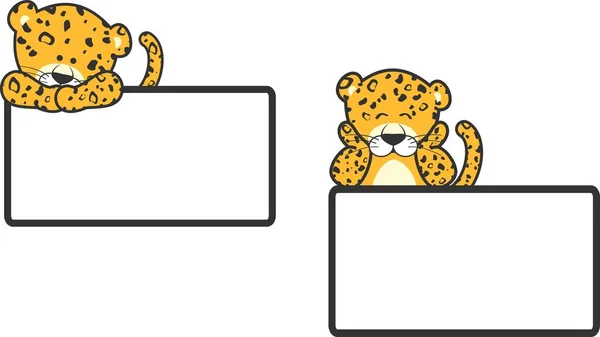 Baby Leopard Cartoon Billboard Pack Copy Space Illustration Vector Format — Archivo Imágenes Vectoriales