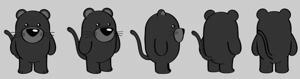 Chibi Panther Cartoon Perspective Pack Vector Format — Διανυσματικό Αρχείο