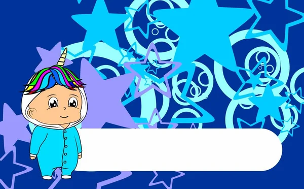 Standing Baby Kid Cartoon Unicorn Pijama Illustration Background Vector Format — Image vectorielle