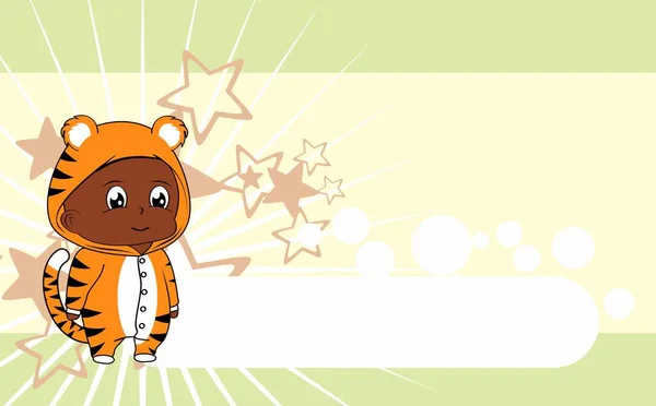 Standing Baby Kid Cartoon Tiger Pijama Illustration Background Vector Format — Vector de stock