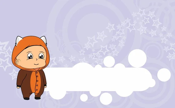 Standing Baby Kid Cartoon Red Panda Pijama Illustration Background Vector — 스톡 벡터
