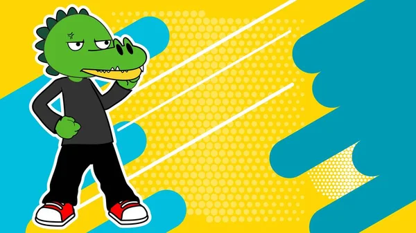 Standing Young Crocodile Cartoon Fashion Hipster Clothing Background Vector Format — Archivo Imágenes Vectoriales