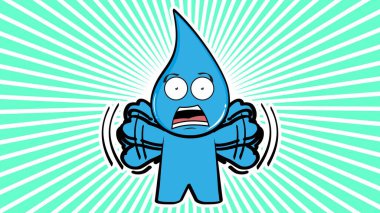 komik su damlası karakter çizgi film ifadesi vektör biçiminde mavi arkaplan çizimi