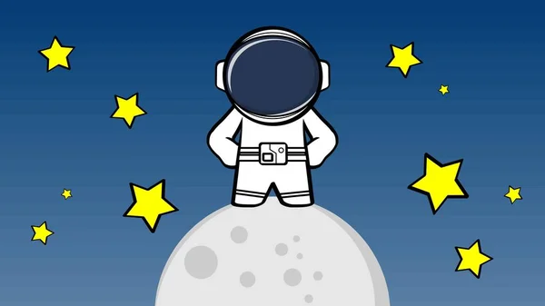 Standing Astronaut Kid Cartoon Background Vector Format — Stockvektor