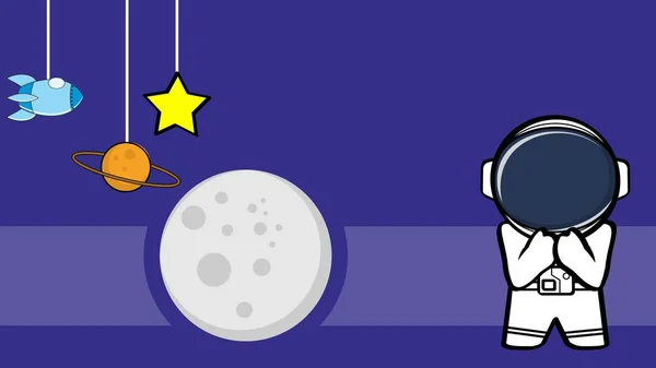 Standing Astronaut Kid Cartoon Background Vector Format — Stockvektor