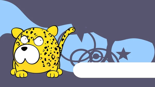 Grumpy Leopard Cartoon Ball Style Illustration Expression Background Poster Vector — Stok Vektör