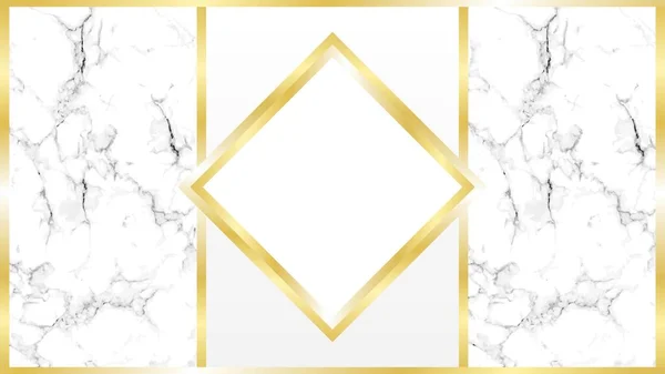 White Marble Mockup Invitation Gold Details Vector Format — Stock vektor
