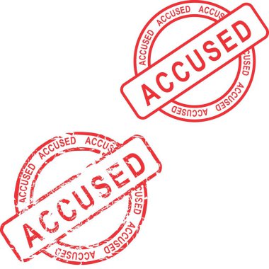 red stamp sticker with accused text set in vector format