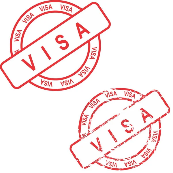 Red Stamp Sticker Visa Text Set Vector Format — Image vectorielle