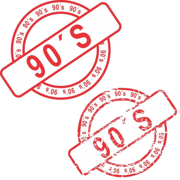 Red Stamp Sticker 90S Text Set Vector Format — стоковый вектор