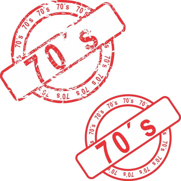 Red Stamp Sticker 70S Text Set Vector Format — ストックベクタ