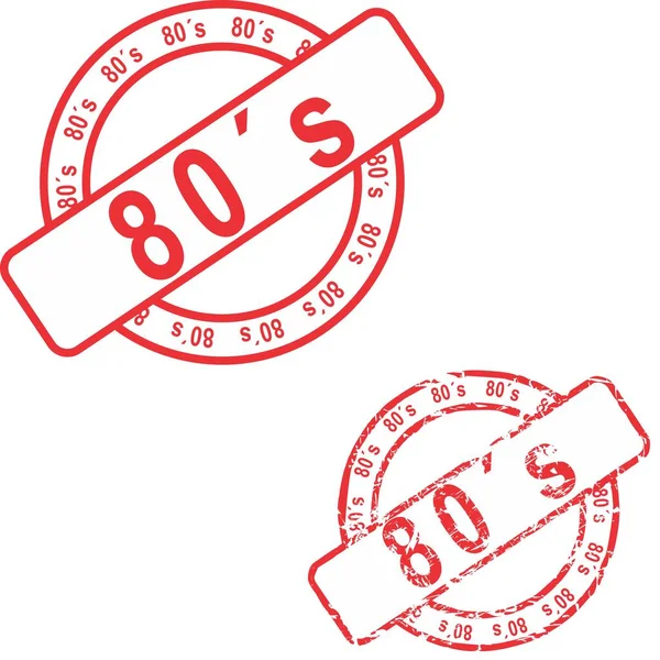 Red Stamp Sticker 80S Text Set Vector Format — Stock Vector