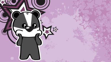 chibi kid badger sticker cartoon background poster illustration in vector format