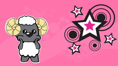 chibi kid ram cartoon background poster illustration in vector format