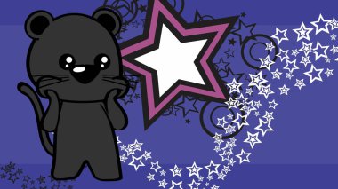 chibi kid panther cartoon background poster illustration in vector format