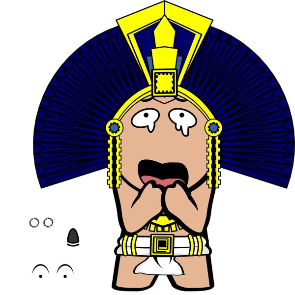 Funny Aztec Kid Mexican God Cartoon Set Vector Format — Stock vektor
