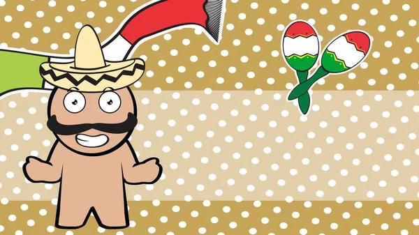 Funny Mexican Character Cartoon Background Mexican Hat Vector Format — Archivo Imágenes Vectoriales