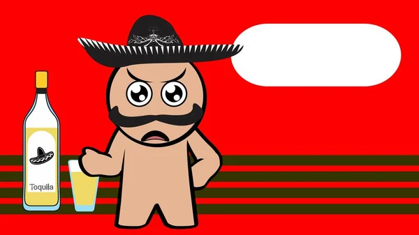 Funny Mexican Character Cartoon Background Mexican Hat Vector Format — Wektor stockowy